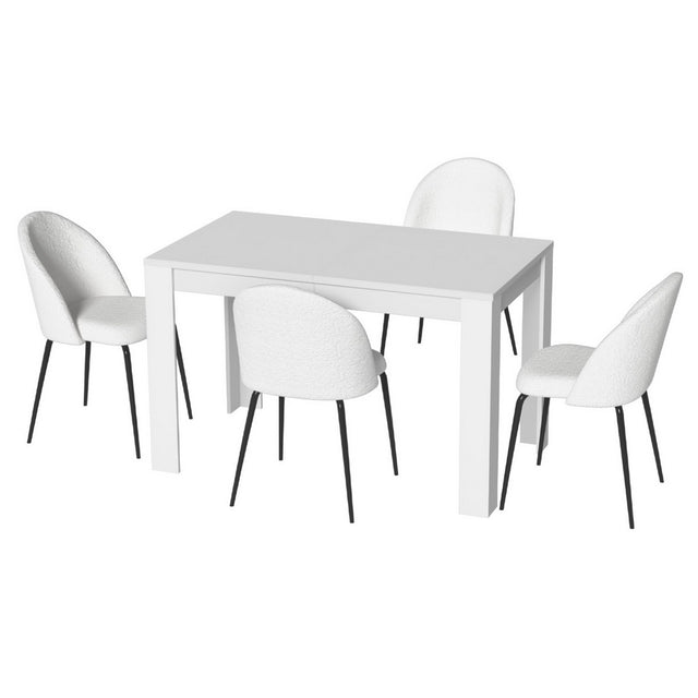 Basket Range white sherpa dining set in a modern dining room