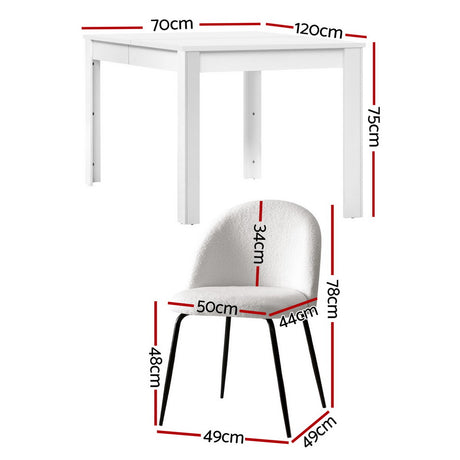 Basket Range 5 Piece Dining Set, White Sherpa