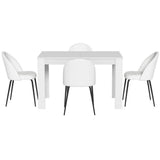 Basket Range 5 Piece Dining Set, White Sherpa
