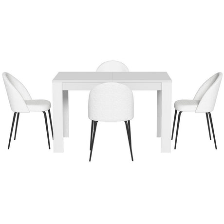 Basket Range 5 Piece Dining Set, White Sherpa