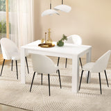Basket Range 5 Piece Dining Set, White Sherpa