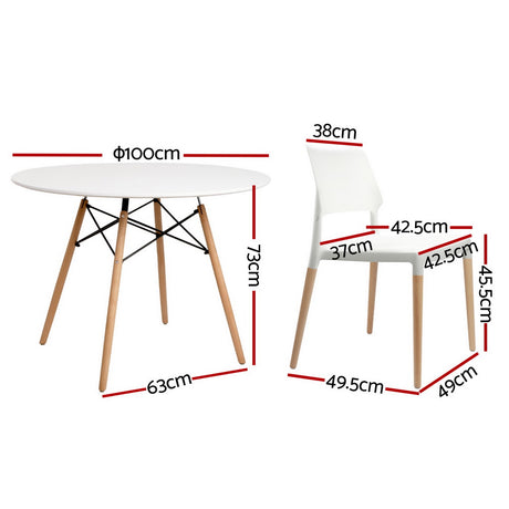 Forest Range 5 Piece Round Dining Set, White