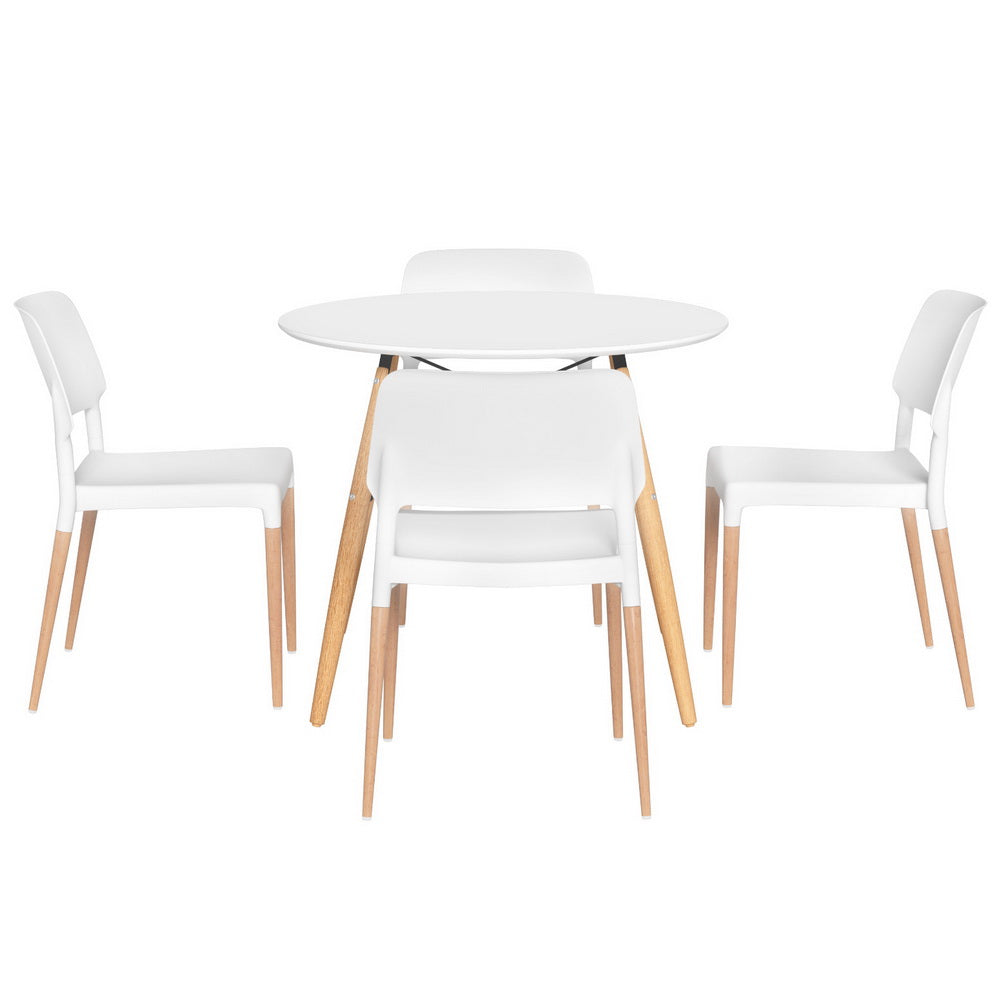 Forest Range 5 Piece Round Dining Set, White