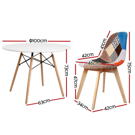 Artiss DSW Replica Dining Table and 4 Chairs Set — White — Allure Home Collections
