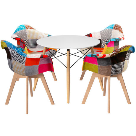 1 Artiss Dining Table and 4 Chairs Set DSW White