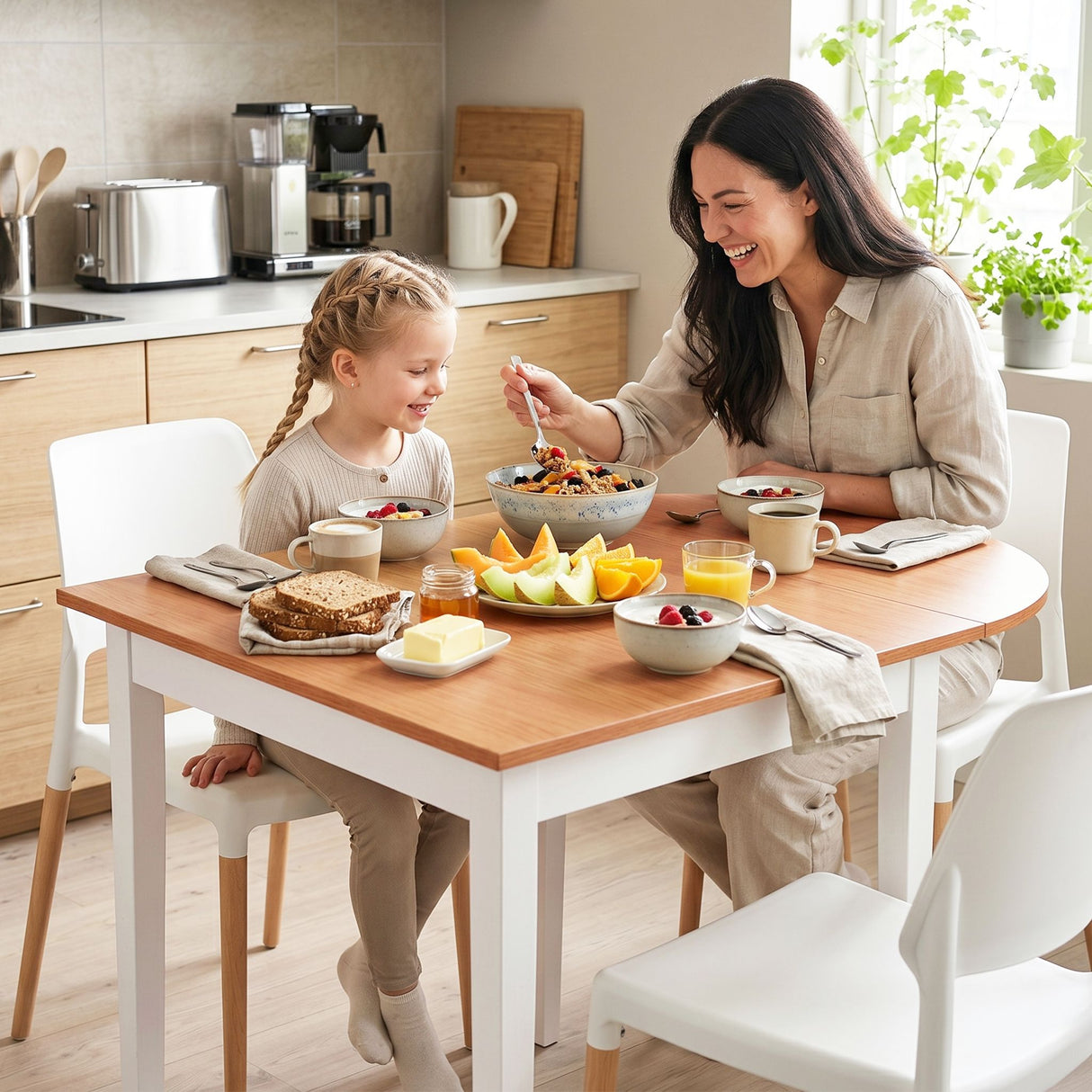 Balhannah 5 Piece Dining Set, Pine and White