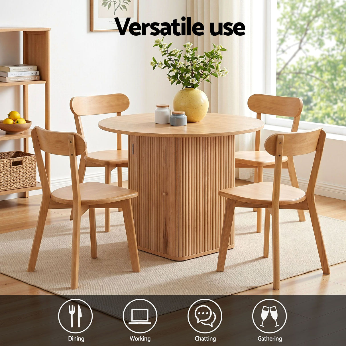 Balhannah 5 Piece Dining Set, Natural Timber
