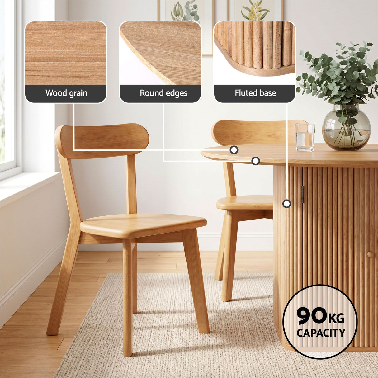 Balhannah 5 Piece Dining Set, Natural Timber