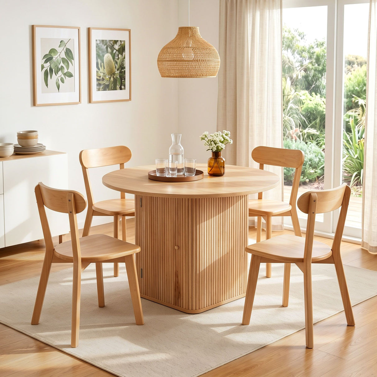 Balhannah 5 Piece Dining Set, Natural Timber