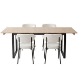 Mylor 5 Piece Extendable Dining Set, White Sherpa