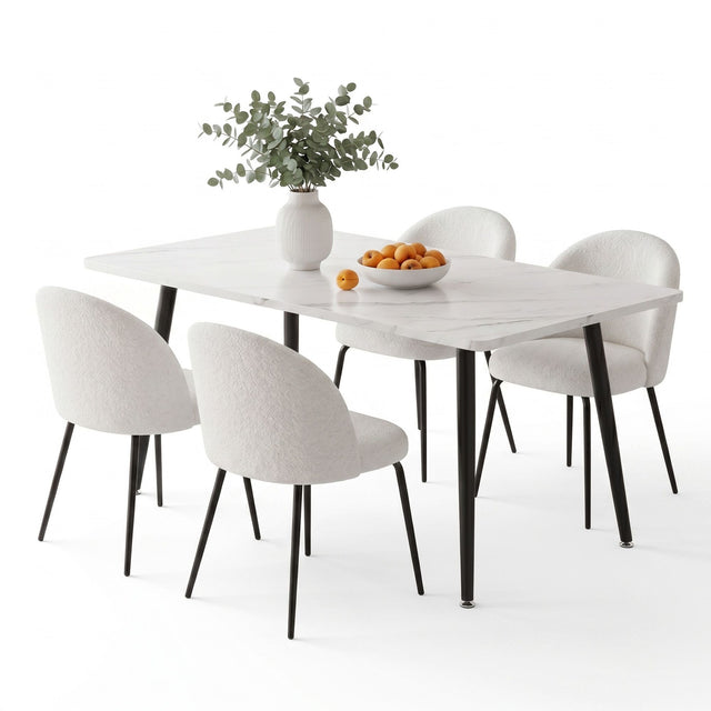 Uraidla marble and white sherpa dining set in a modern dining room