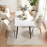 Uraidla 5 Piece Dining Set, Marble and White Sherpa