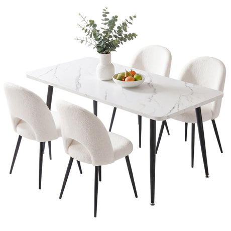 Uraidla marble and white sherpa dining set in a modern dining room
