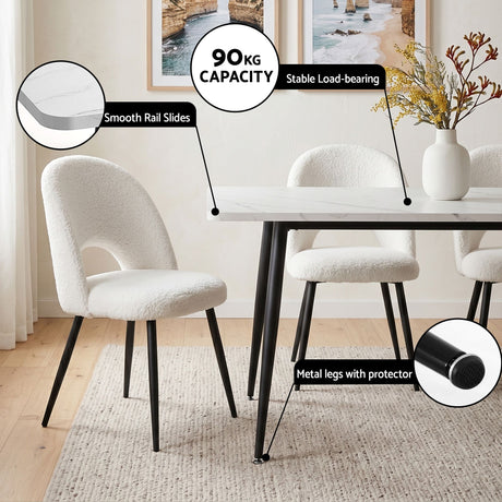 Uraidla 5 Piece Dining Set, Marble and White Sherpa