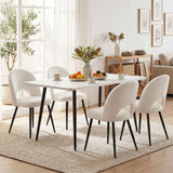 Uraidla 5 Piece Dining Set, Marble and White Sherpa