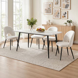 Uraidla 5 Piece Dining Set, Marble and White Sherpa