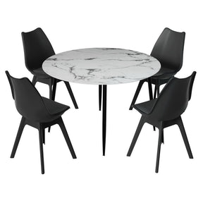 Lobethal marble and black dining set in a modern dining room