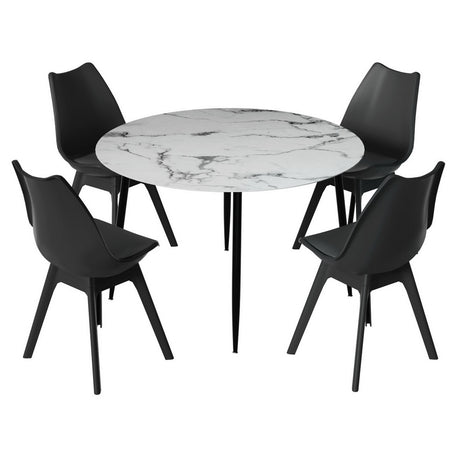 Lobethal marble and black dining set in a modern dining room