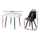 Lobethal 5 Piece Round Dining Set, Marble and Black