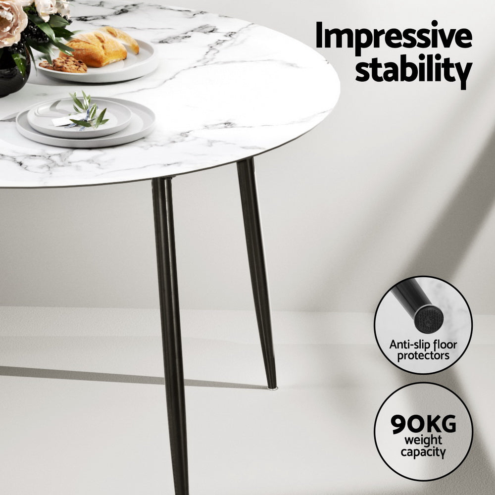 Lobethal 5 Piece Round Dining Set, Marble and Black