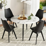 Lobethal 5 Piece Round Dining Set, Marble and Black