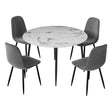Lobethal marble and grey velvet dining set in a modern dining room