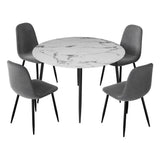 Lobethal marble and grey velvet dining set in a modern dining room
