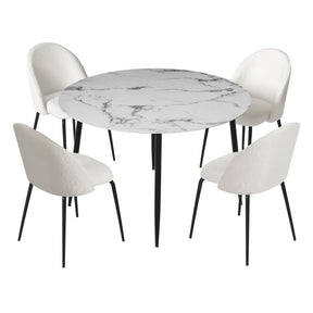 Lobethal marble and white sherpa dining set in a modern dining room