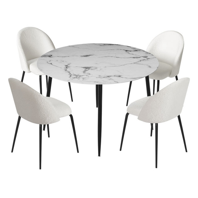 Lobethal marble and white sherpa dining set in a modern dining room