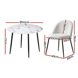 Lobethal 5 Piece Round Dining Set, Marble and White Sherpa