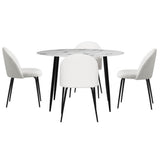 Lobethal 5 Piece Round Dining Set, Marble and White Sherpa