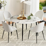 Lobethal 5 Piece Round Dining Set, Marble and White Sherpa
