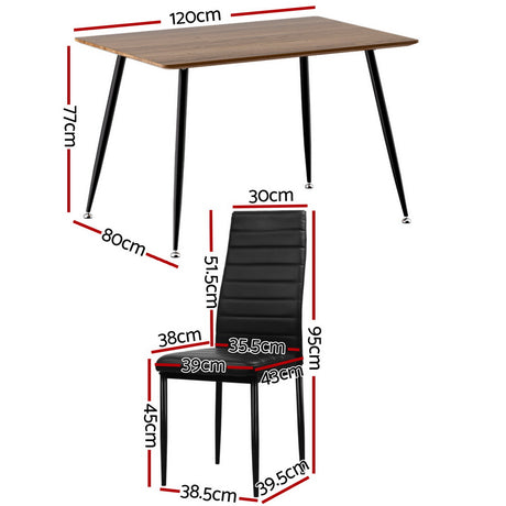 Piccadilly 5 Piece Dining Set, Black