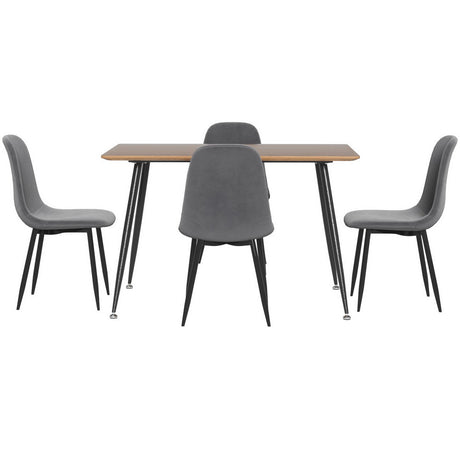 Piccadilly 5 Piece Dining Set, Dark Grey Velvet