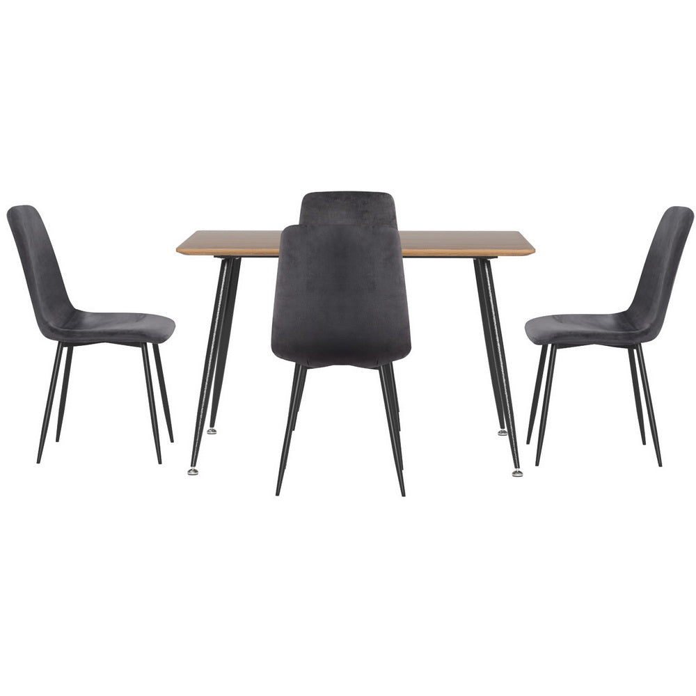 Piccadilly 5 Piece Dining Set, Grey Velvet