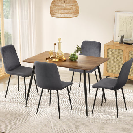 Piccadilly 5 Piece Dining Set, Grey Velvet