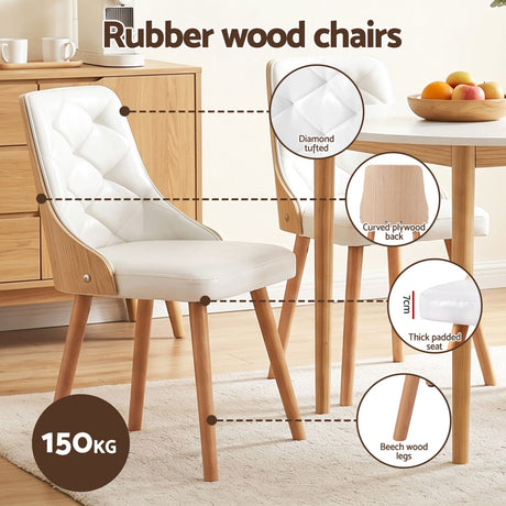 Woodside 5 Piece Round Dining Set, White Leather