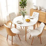 Woodside 5 Piece Round Dining Set, White Leather