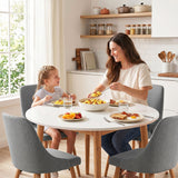Woodside 5 Piece Round Dining Set, White and Grey Fabric