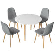 Woodside white and grey linen dining set in a modern dining room