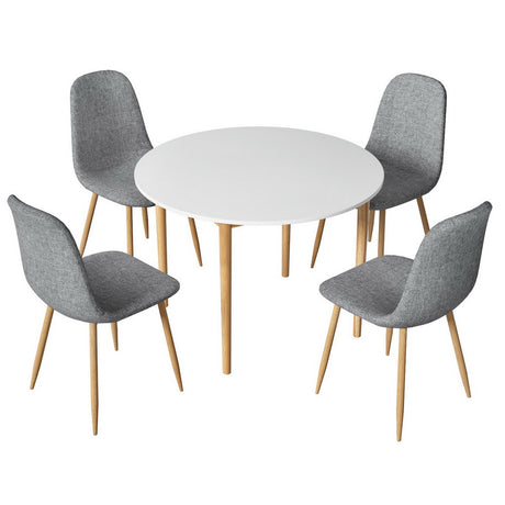 Woodside white and grey linen dining set in a modern dining room