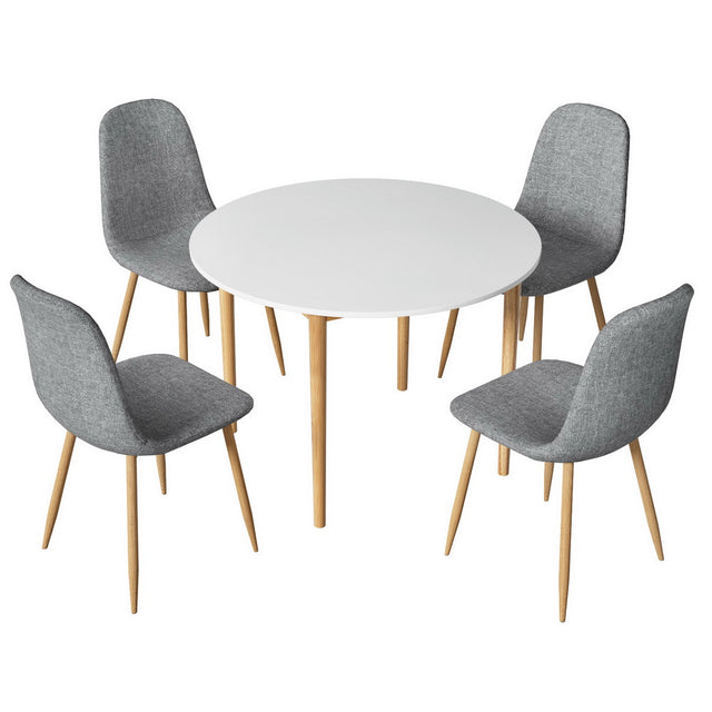 Woodside white and grey linen dining set in a modern dining room