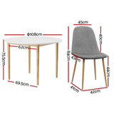 Woodside 5 Piece Round Dining Set, White and Grey Linen
