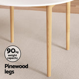 Woodside 5 Piece Round Dining Set, White and Grey Linen