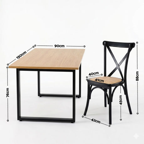 Woodside 5 Piece Dining Set, Black Rattan