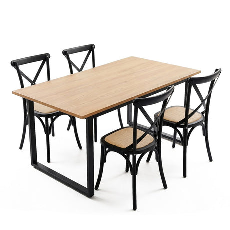 Woodside 5 Piece Dining Set, Black Rattan