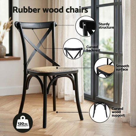 Woodside 5 Piece Dining Set, Black Rattan