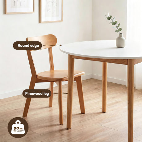 Woodside 5 Piece Round Dining Set, White and Timber