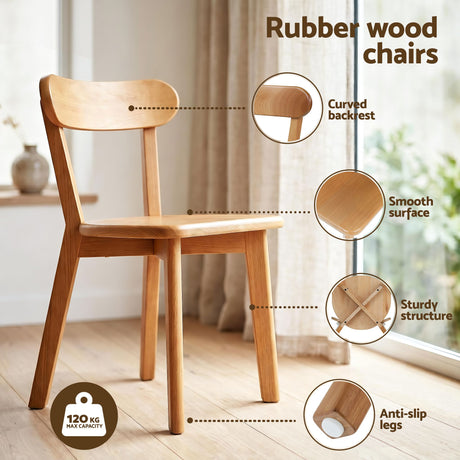 Woodside 5 Piece Round Dining Set, White and Timber