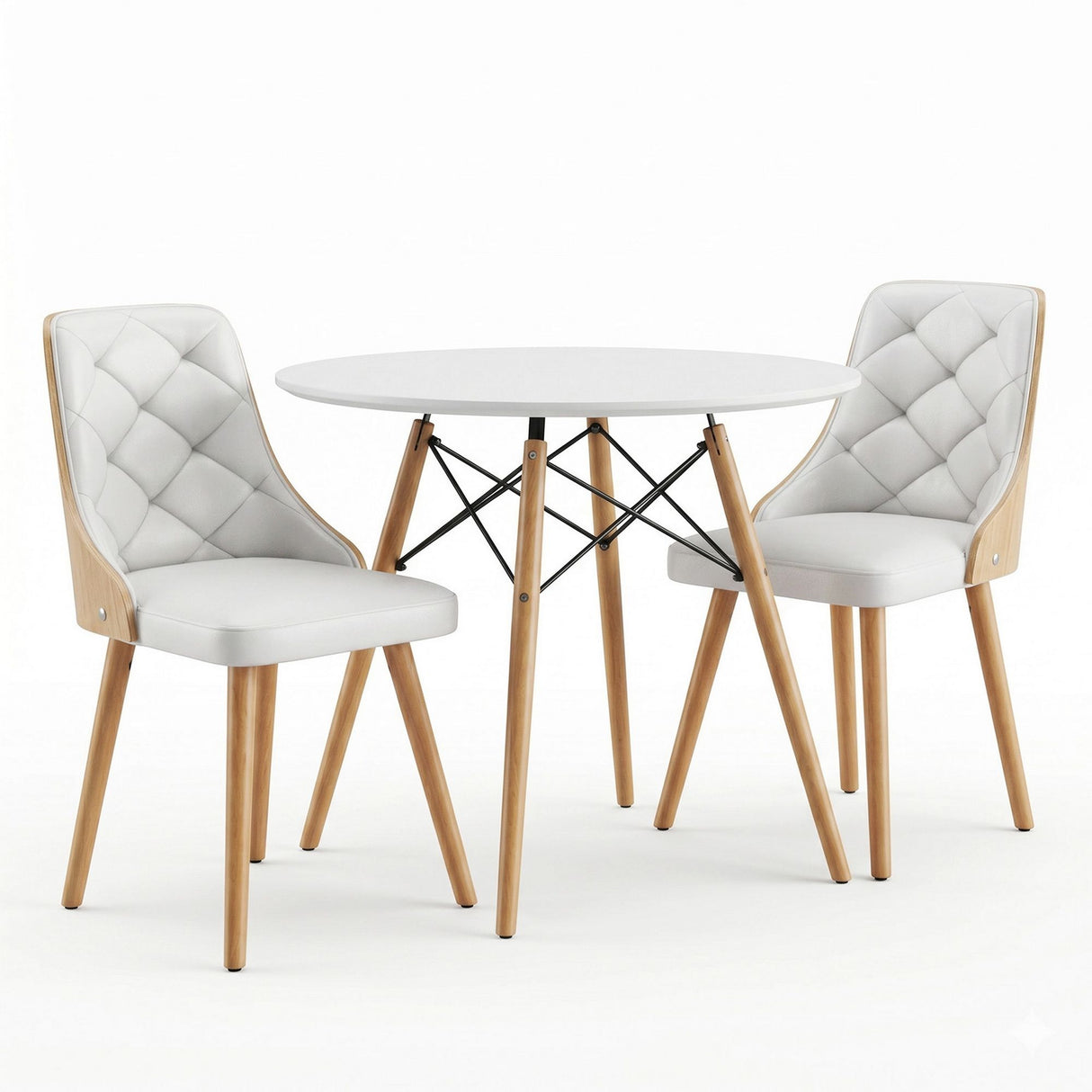 Charleston white leather dining set in a modern dining room